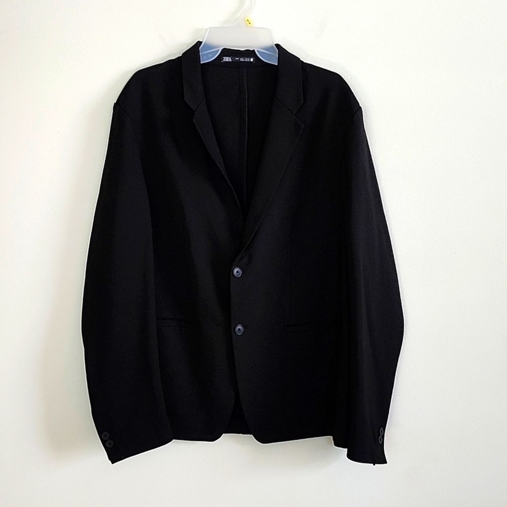 Zara double button classic black blazer stretch Women's Large